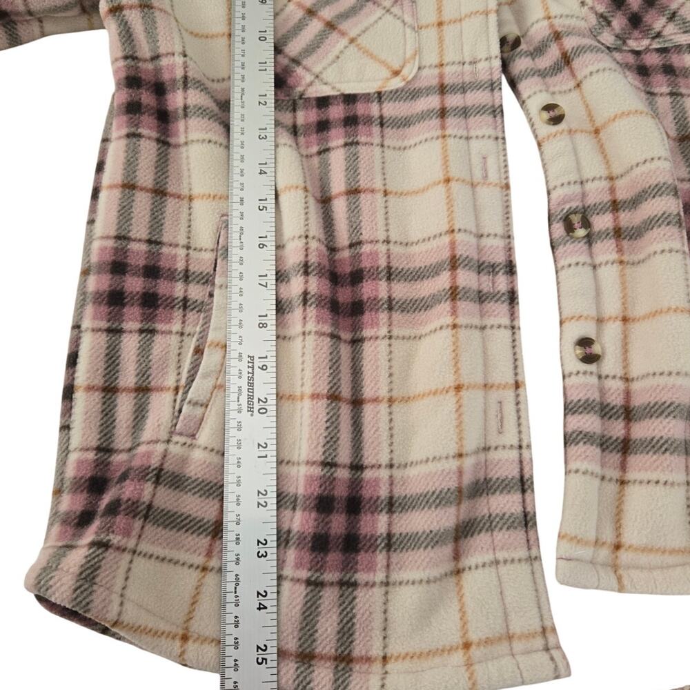 Cabincore/Gorpcore Pink & Cream Plaid Plush‑Lined Shacket Size Medium - Picture 8 of 8